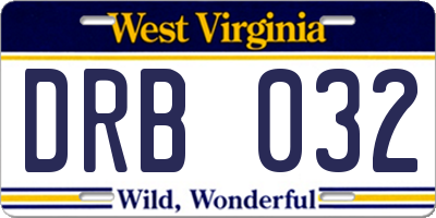 WV license plate DRB032