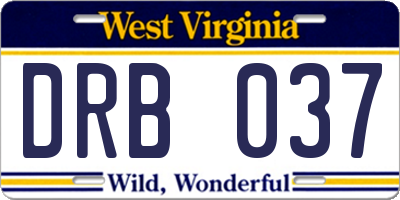 WV license plate DRB037