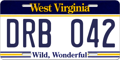WV license plate DRB042