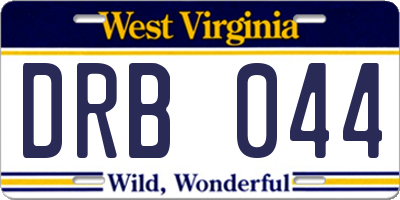 WV license plate DRB044