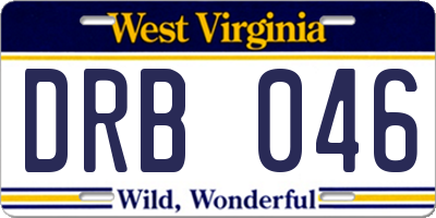 WV license plate DRB046