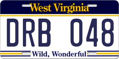 WV license plate DRB048
