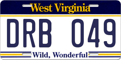 WV license plate DRB049
