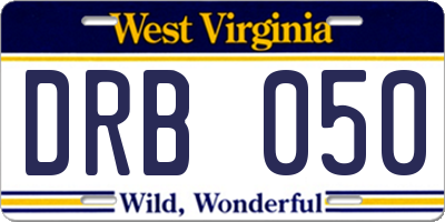 WV license plate DRB050