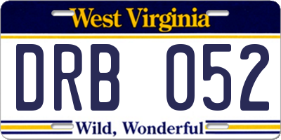 WV license plate DRB052