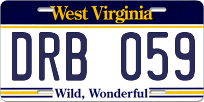 WV license plate DRB059