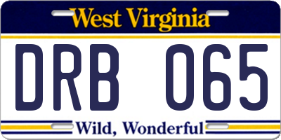 WV license plate DRB065