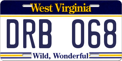 WV license plate DRB068