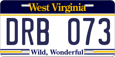 WV license plate DRB073