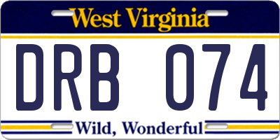 WV license plate DRB074