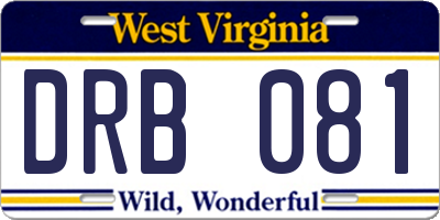 WV license plate DRB081