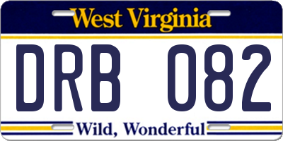 WV license plate DRB082