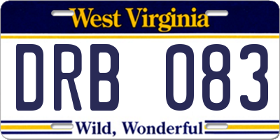 WV license plate DRB083