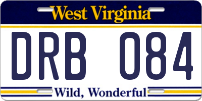 WV license plate DRB084