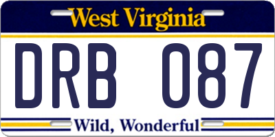 WV license plate DRB087