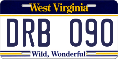 WV license plate DRB090