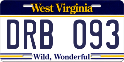 WV license plate DRB093
