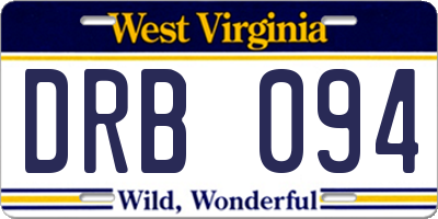 WV license plate DRB094