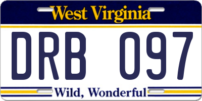 WV license plate DRB097