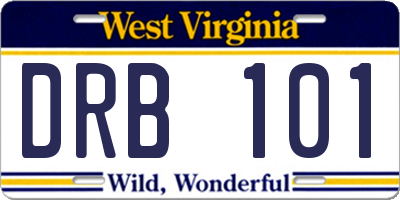 WV license plate DRB101