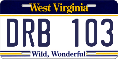 WV license plate DRB103