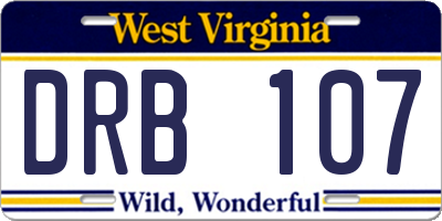 WV license plate DRB107