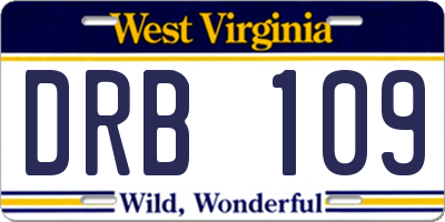 WV license plate DRB109