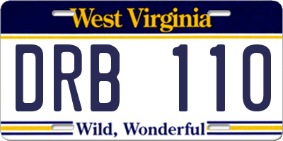 WV license plate DRB110