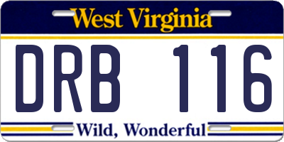 WV license plate DRB116