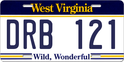 WV license plate DRB121
