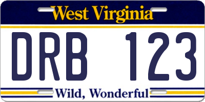 WV license plate DRB123