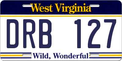 WV license plate DRB127