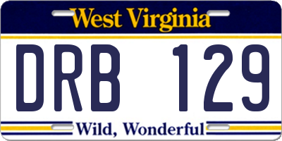 WV license plate DRB129