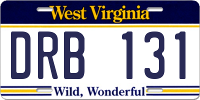 WV license plate DRB131