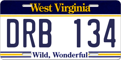 WV license plate DRB134