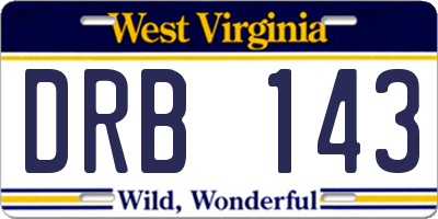 WV license plate DRB143