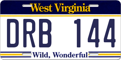 WV license plate DRB144