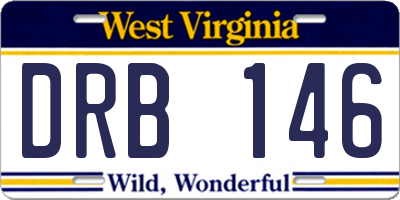 WV license plate DRB146