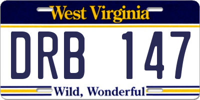 WV license plate DRB147