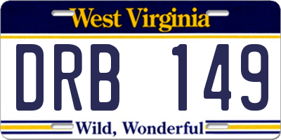 WV license plate DRB149
