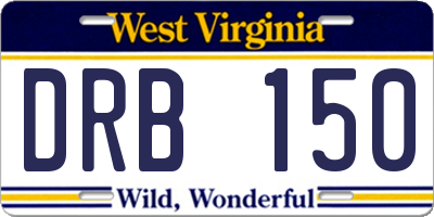 WV license plate DRB150