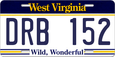 WV license plate DRB152