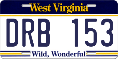 WV license plate DRB153