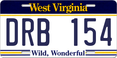 WV license plate DRB154
