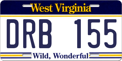 WV license plate DRB155