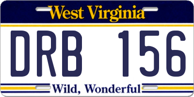 WV license plate DRB156