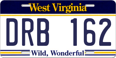 WV license plate DRB162