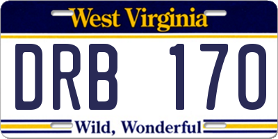 WV license plate DRB170