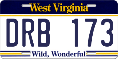 WV license plate DRB173