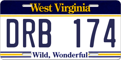 WV license plate DRB174